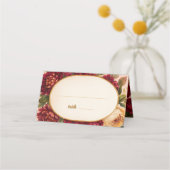 赤面ブルゴーニュフローラウォーター結婚カラー プレイスカード (正面)