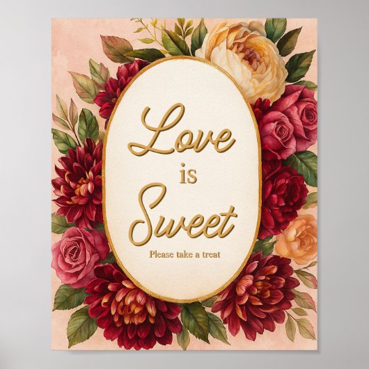 赤面ブルゴーニュフローラウォーター結婚カラー ポスター (正面)