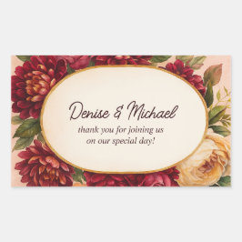 赤面ブルゴーニュフローラウォーター結婚カラー 長方形シール