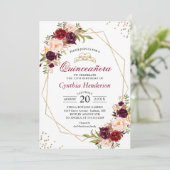 赤面ブルゴーニュフローラキンセアニラ15誕生日 招待状 (スタンド正面)