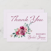 赤面ブルゴーニュフローラケーキブライダルシャワー サンキューカード (正面/裏面)