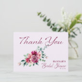 赤面ブルゴーニュフローラケーキブライダルシャワー サンキューカード (スタンド正面)