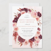 赤面ブルゴーニュフローラドライブバイガールベビーシャワー 招待状 (正面)