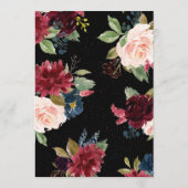 赤面ブルゴーニュフローラバラ金ゴールドアクセント婚約 招待状 (裏面)