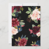 赤面ブルゴーニュフローラバラ金ゴールドアクセント結婚ズ 招待状 (裏面)