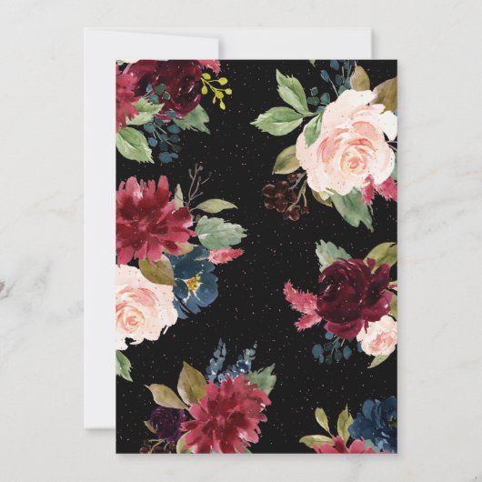 赤面ブルゴーニュフローラバラ金ゴールドアクセント結婚ズ 招待状 (裏面)