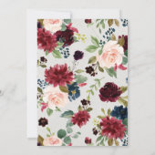 赤面ブルゴーニュフローラバラ金ゴールド結婚のアクセント 招待状 (裏面)