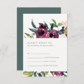 赤面ブルゴーニュフローラバンチ水彩RSVP 出欠カード (正面/裏面)