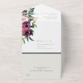 赤面ブルゴーニュフローラバンチ水結婚色の全て オールインワン招待状 (外側)