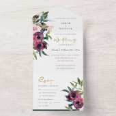 赤面ブルゴーニュフローラバンチ水結婚色の全て オールインワン招待状 (内側)