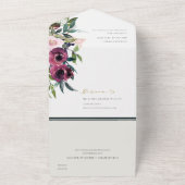 赤面ブルゴーニュフローラバンチ水結婚色の全て オールインワン招待状 (外側)