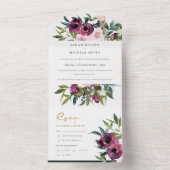 赤面ブルゴーニュフローラバンチ水結婚色の全て オールインワン招待状 (内側)