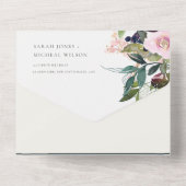 赤面ブルゴーニュフローラバンチ水結婚色の全て オールインワン招待状 (裏面)