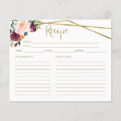 赤面ブルゴーニュフローラブライダルシャワーレシピカード (正面)