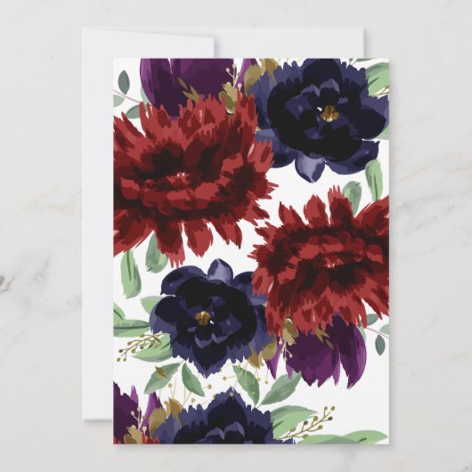 赤面ブルゴーニュフローラモダン金ゴールドフレ結婚ーム 招待状 (裏面)