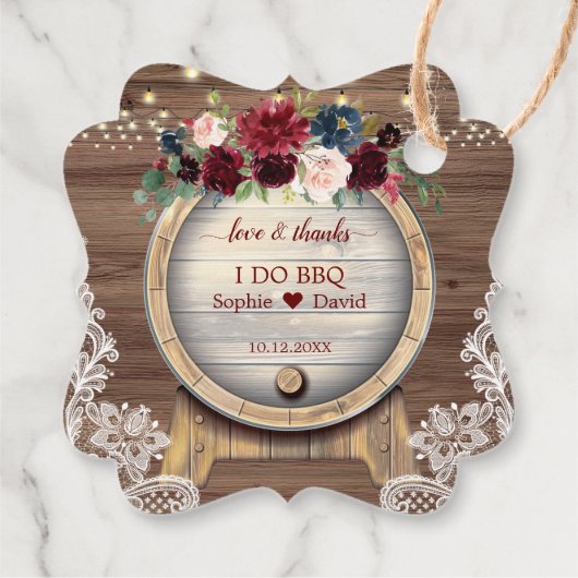 赤面ブルゴーニュフローラワインバレルレース結婚ズBbq フェイバータグ (裏面)