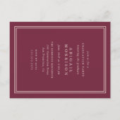 赤面ブルゴーニュフローラ写真卒業パーティー インビテーションポストカード (裏面)