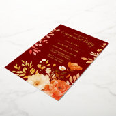 赤面ブルゴーニュフローラ婚約パーティ 箔招待状 (回転した状態)