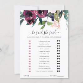 赤面ブルゴーニュフローラ彼は彼女はゲームカードを言ったと言った サンキューカード