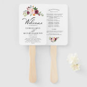 赤面ブルゴーニュフローラ水彩結婚式 プログラム ハンドファン (正面&裏面)