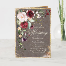 赤面ブルゴーニュフローラ水素朴色の結婚イン 招待状