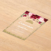 赤面ブルゴーニュフローラ金ゴールドティアラキンセアニェラ アクリル招待状 (レイダウン)