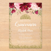 赤面ブルゴーニュフローラ金ゴールドティアラキンセアニェラ アクリル招待状 (正面)