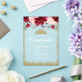 赤面ブルゴーニュフローラ金ゴールドティアラキンセアニェラ アクリル招待状 (インサイチュ (ウェディング))