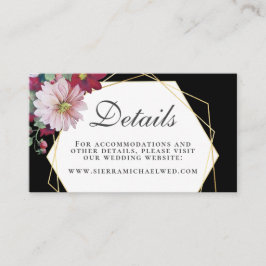 赤面ブルゴーニュフローラ金ゴールド幾何学的ブラック結婚ズ エンクロージャーカード