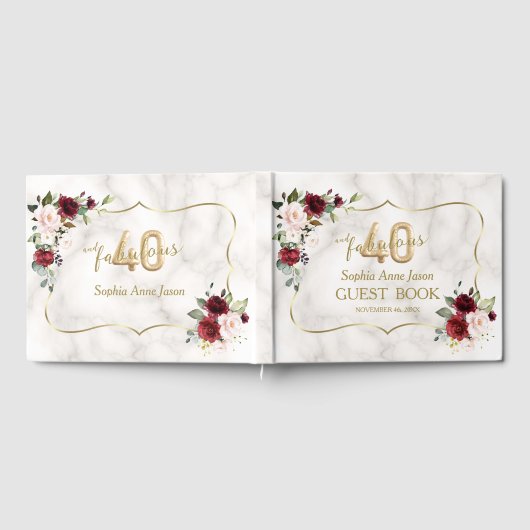 赤面ブルゴーニュフローラ金ゴールド40と素晴らしい誕生日 ゲストブック (全面)