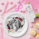 赤面ブルゴーニュ写真フローラエレガントな結婚式紙 ペーパープレート (パーティー)