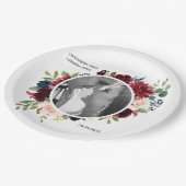 赤面ブルゴーニュ写真フローラエレガントな結婚式紙 ペーパープレート (アングル)