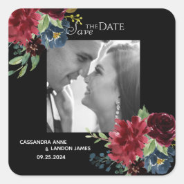 赤面ブルゴーニュ写真フローラエレガント水彩 スクエアシール