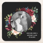 赤面ブルゴーニュ写真フローラエレガント水彩 スクエアペーパーコースター (正面)