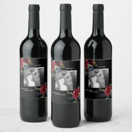 赤面ブルゴーニュ写真フローラエレガント水彩 ワインラベル