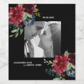 赤面ブルゴーニュ写真フローラエレガント水彩 ワインラベル (シングルラベル)