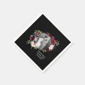 赤面ブルゴーニュ写真モダンフローラ結婚ズ スタンダードカクテルナプキン (角)