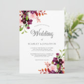 赤面ブルゴーニュ水彩秋のフローラ結婚ズ 招待状 (スタンド正面)