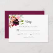 赤面ブルゴーニュ水彩秋のフローラ 出欠カード (正面/裏面)