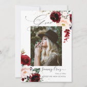 赤面ブルゴーニュ水彩花卒業 案内状 (正面)