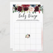 赤面ブルゴーニュ海軍フローラベビーシャワービンゴゲーム (正面/裏面)