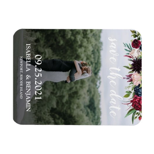 赤面ブルゴーニュ海軍ブルーフローラエレガント写真救 マグネット (横)