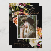 赤面ブルゴーニュ濃厚ムーディフラワー卒業 案内状 (正面/裏面)