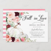 赤面ブルゴーニュ秋インラブパンプキンブライダルシャワー 招待状 (正面/裏面)