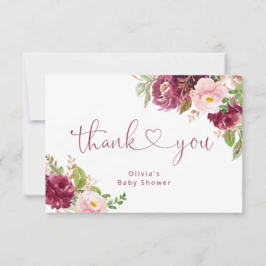 赤面ブルゴーニュ秋フローラ赤ちゃん感謝していシャワーユー カード (正面)