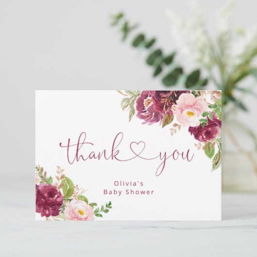 赤面ブルゴーニュ秋フローラ赤ちゃん感謝していシャワーユー カード (スタンド正面)