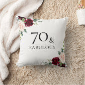 赤面ブルゴーニュ花女性70誕生日ギフト クッション (ブランケット)