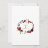 赤面ブルゴーニュ花金ゴールドクロスガールバプテスマ 招待状 (裏面)