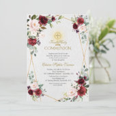 赤面ブルゴーニュ花金ゴールドファーストホーリーコミュニオン 招待状 (スタンド正面)