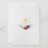 赤面ブルゴーニュ花金ゴールドファーストホーリーコミュニオン 招待状 (裏面)